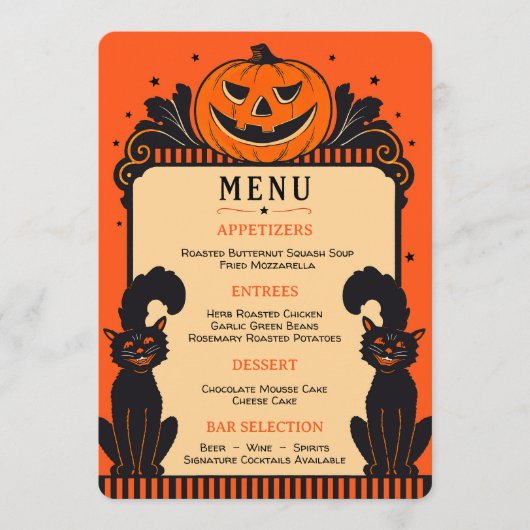 Menu de mariage dans le style de décoration Hallow (Devant)