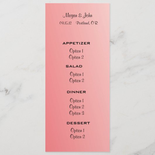 Menu de mariage d'aquarelle de tulipes (Dos)