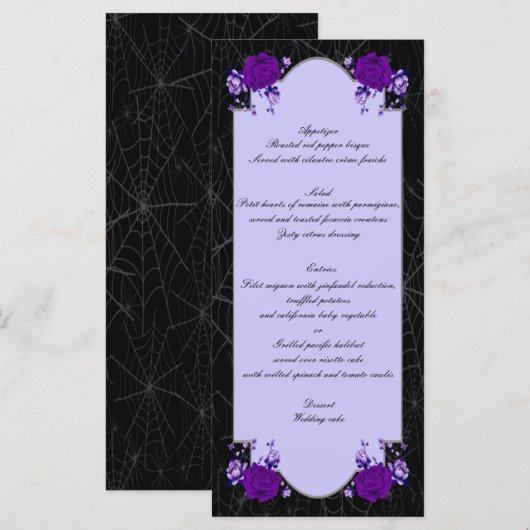 Menu de Mariage de automne Floral Rose violet Spid (Devant / Derrière)