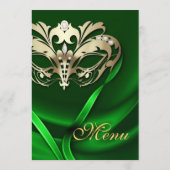 Menu de mariage de bijou de vert de mascarade d'or (Dos)
