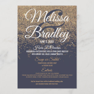 Menu de mariage de bleu marine d'étincelles de