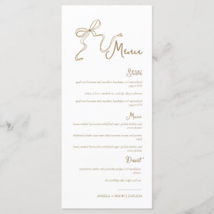 Menu de Mariage de Bow Gold à main blanche