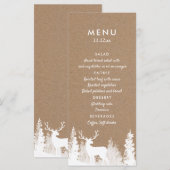 Menu de mariage de cerf en papier kraft de Noël (Devant / Derrière)