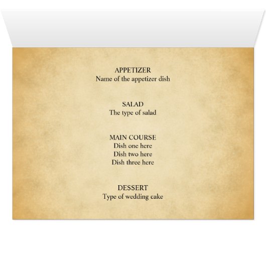 Menu de mariage de conception de motif de (Intérieur Horizontal (Bas))