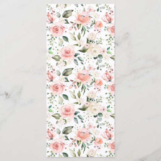 Menu de Mariage de courroie rose pâle (Dos)