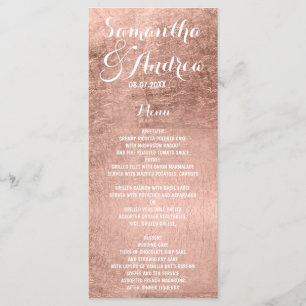 Menu de mariage de de feuille d'or faux rose de l