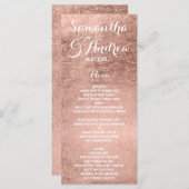 Menu de mariage de  de feuille d'or faux rose de l (Devant / Derrière)