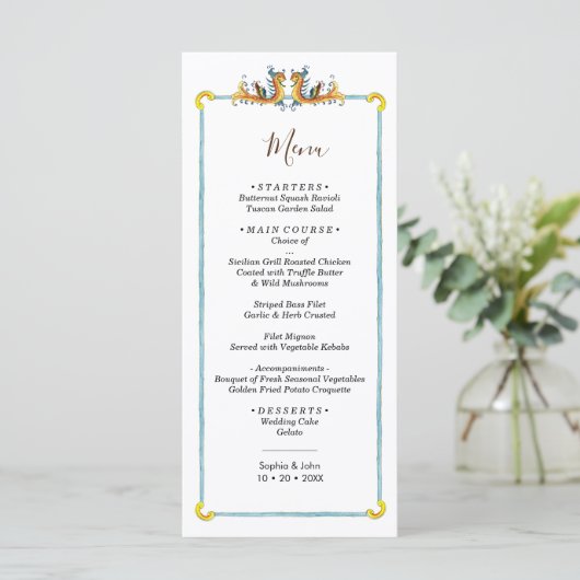 Menu de mariage de design italien (Debout devant)