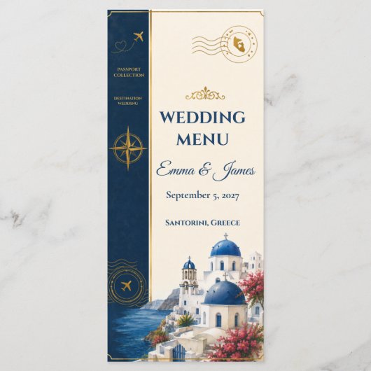 Menu de mariage de destination Passport (Devant)