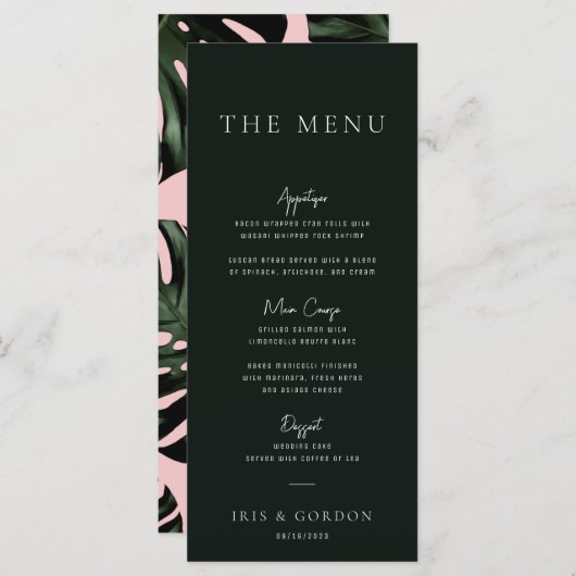 Menu de mariage de destination verte de verdure tr (Devant / Derrière)