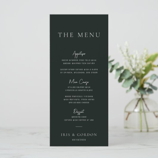 Menu de mariage de destination verte de verdure tr (Debout devant)