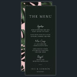 Menu de mariage de destination verte de verdure tr<br><div class="desc">Ce menu de mariages rose et vert foncé avec motif feuille monstère fera un grand ajout à votre décor tropical, destination ou de mariage sur la plage. Tout le texte est modifiable, il suffit de cliquer sur "Personnaliser ce modèle". Des articles correspondants, y compris la suite de Faire-part de mariage,...</div>
