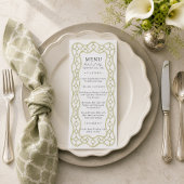 Menu de mariage de dîner à treillis français vert