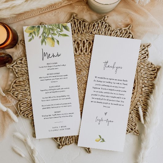 Menu de mariage de dîner CITRON Citron