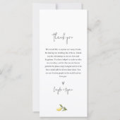 Menu de mariage de dîner CITRON Citron (Dos)