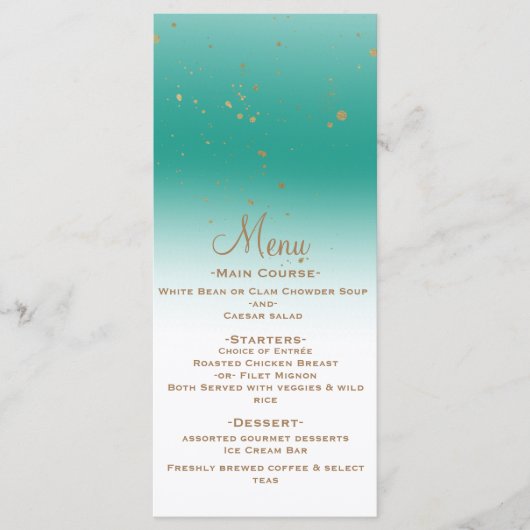 Menu de mariage de fête confettis moderne glamour  (Devant)