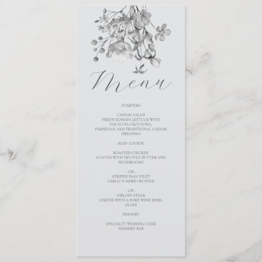 Menu de Mariage de fleurs bleu foncé (Devant)