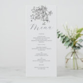 Menu de Mariage de fleurs bleu foncé (Debout devant)