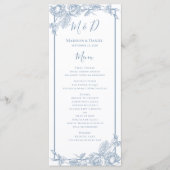 Menu de Mariage de fleurs bleu foncé (Devant)