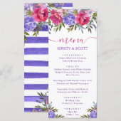 Menu de mariage de fleurs d'été aquarelle Boho (Devant / Derrière)