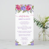 Menu de mariage de fleurs d'été aquarelle Boho (Debout devant)
