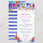 Menu de mariage de fleurs d'été aquarelle Boho (Devant / Derrière)