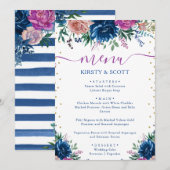Menu de mariage de fleurs d'été aquarelle Boho (Devant / Derrière)