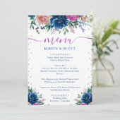 Menu de mariage de fleurs d'été aquarelle Boho (Debout devant)