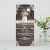 Menu de mariage de grange en bois rustique, dentel (Debout devant)