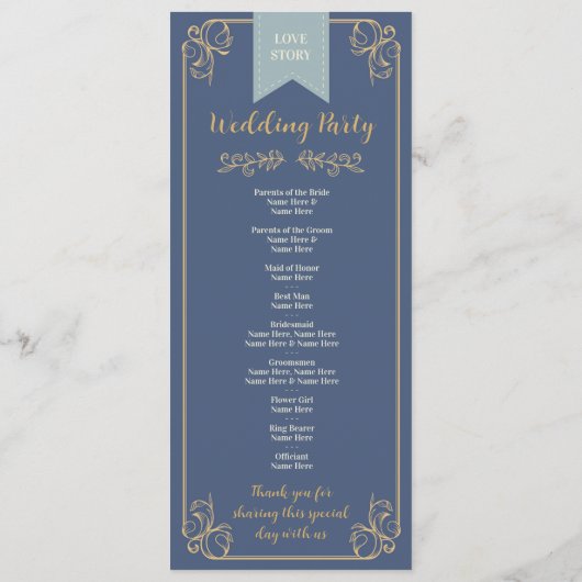 Menu de mariage de la bibliothèque de cérémonie de (Dos)