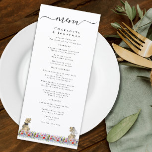 Menu de mariage de la mariée et du marié dinosaure
