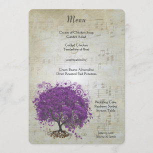 Menu de mariage de l'arbre à feuilles de Purple He