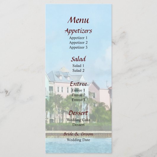 Menu de mariage de l'île du Paradis (Devant)
