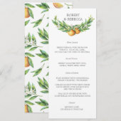 Menu de mariage de L'Orangerie (Devant / Derrière)