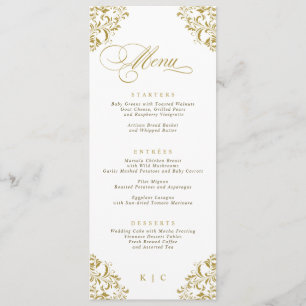 Menu de mariage de luxe en or élégant