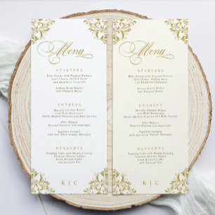 Menu de mariage de luxe en or élégant