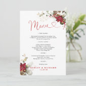 Menu de mariage de Noël à fleurs rouges (Debout devant)