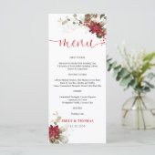 Menu de mariage de Noël à fleurs rouges (Debout devant)