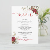 Menu de mariage de Noël à fleurs rouges (Debout devant)