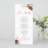 Menu de mariage de Noël à fleurs rouges (Debout devant)