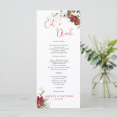 Menu de mariage de Noël à fleurs rouges (Debout devant)