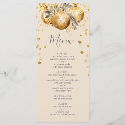 Menu de mariage de Noël beige doré (Devant)