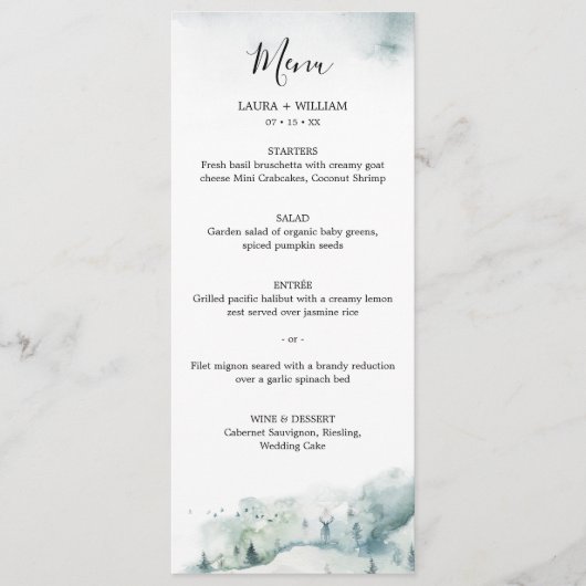 Menu de mariage de Noël de dîner d'arbre de pin d' (Devant)