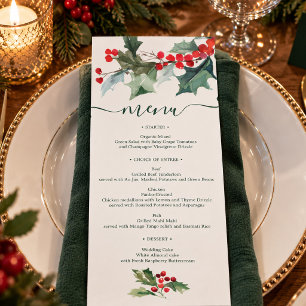 Menu de mariage de Noël Holly Shower de mariage