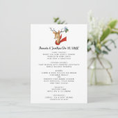 Menu de mariage de Noël Renne Rétro Vintage (Debout devant)