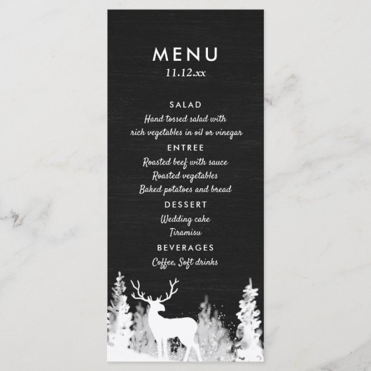 Menu de mariage de Noël Renne Tableau noir (Devant)