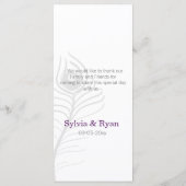 Menu de Mariage de paon bleu turquoise (Dos)