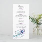 Menu de Mariage de paon bleu turquoise (Debout devant)