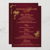 Menu de mariage de papillon d'or de Bourgogne (Devant / Derrière)