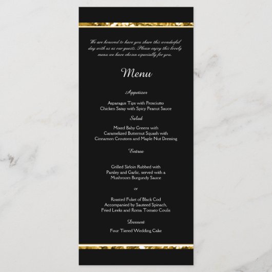 Menu de Mariage de Parties scintillant noir blanc (Devant)
